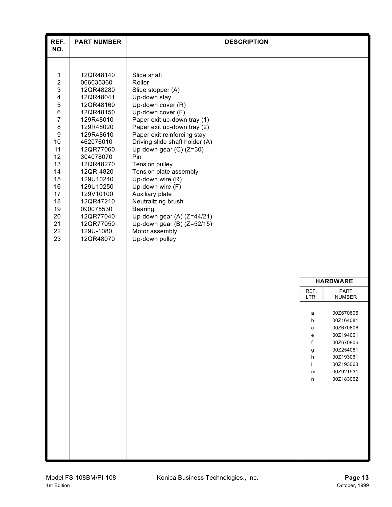 Konica-Minolta Options FS-108 FS 108B Parts Manual-3